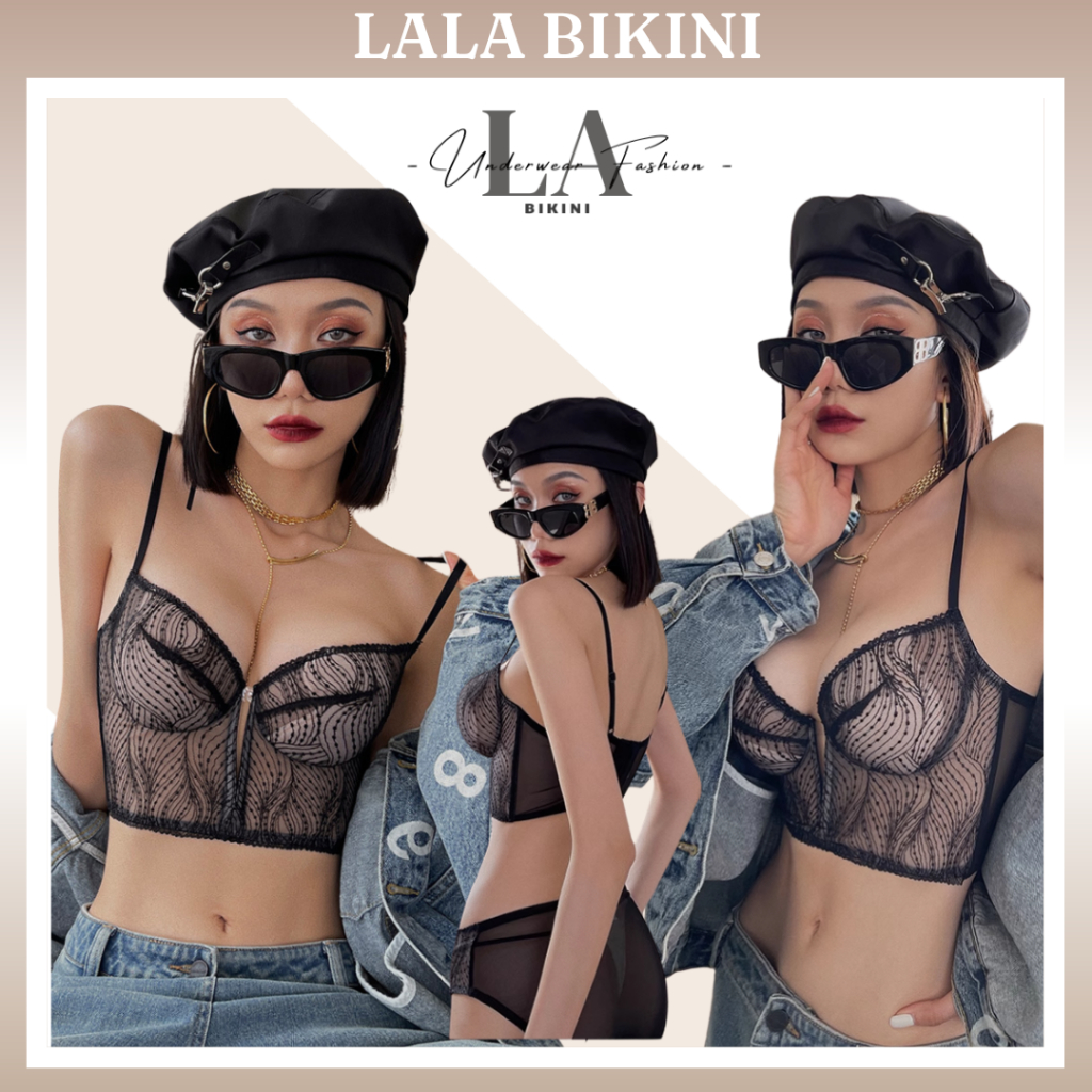 LALA BIKINI - Áo bra bralette corset ren hạt mưa có gọng nâng ngực sexy - Mã 7005