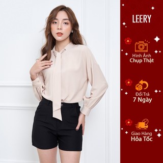 Quần short nữ mặc đi làm đính khuy bạc quần đùi nữ công sở SHO-03 LEERY