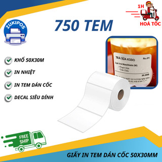 Giấy In Tem Dán Cốc Trà Sữa 50x30 mm Chất Lượng Cao - Zukipos