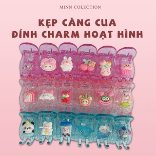 Kẹp tóc càng cua 3 răng, 5 răng trong suốt nữ đính charm hoạt hình đẹp nhiều màu dễ thương