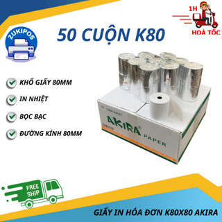 Thùng 50 Cuộn Giấy In Hoá Đơn Nhiệt Akira K80x80 In Bill Thu Ngân, In Bar, In Bếp Chất Lượng Cao - Zukipos