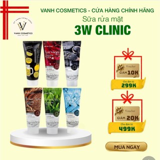Sữa Rửa Mặt Hàn Quốc 3W CLINIC CLEANSING FOAM 100ml- Trắng Da, Cấp Ẩm, Làm Sạch.