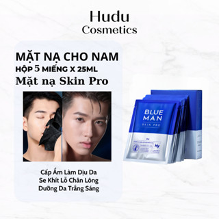 Mặt Nạ Nam Dưỡng Ẩm Se Khít Lỗ Chân Lông Skin Pro BLUEMAN Hộp 5 miếng x 25ml - Hudu Cosmetics