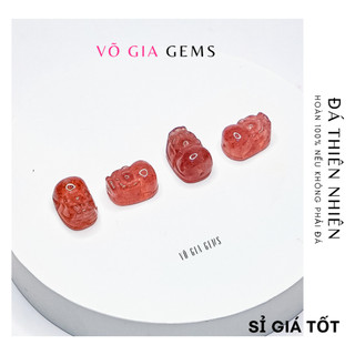 Tỳ hưu tha.ch anh dâu tây hồng thiên nhiên dùng xỏ vòng tay VÕ GIA GEMS