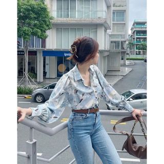 Áo sơ mi lụa họa tiết Alice - Mixmix - thời trang công sở thiết kế