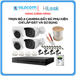 Trọn Bộ 4 Camera DOME Hilook HikVision - Đầy Đủ Phụ Kiện - Lắp Đặt Dễ Dàng