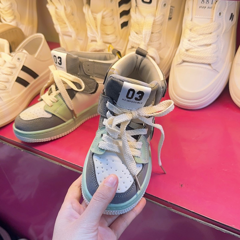 GIÀY THỂ THAO CAO CỔ MÀU XANH CHO BÉ TRAI, BÉ GÁI SIZE 32-37