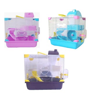 Lồng nuôi hamster 2 tầng - Lồng chuồng nuôi hamster kèm phụ kiện đầy đủ