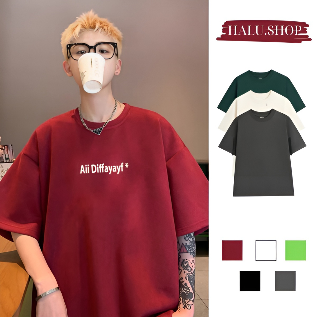 Áo thun Cotton Khô 3158 Form Rộng Nam Nữ Unisex In Chữ Aii Dffayauf