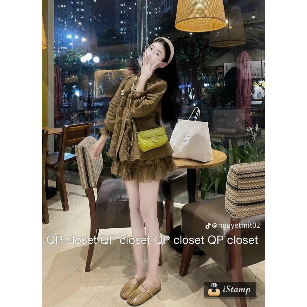 SET ÁO Sơ mi bèo khuy kèm CHÂN VÁY tơ nhăn HOT TREND hàng loại 1 Rilkay