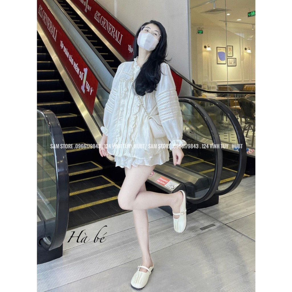 SET ÁO Sơ mi bèo khuy kèm CHÂN VÁY tơ nhăn HOT TREND hàng loại 1 Rilkay