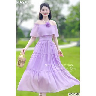 Váy Tiểu Thư K66-D1-5 MDU2950 Thiết Kế Trễ Vai,Đính Hoa Tinh Tế Từ MDU