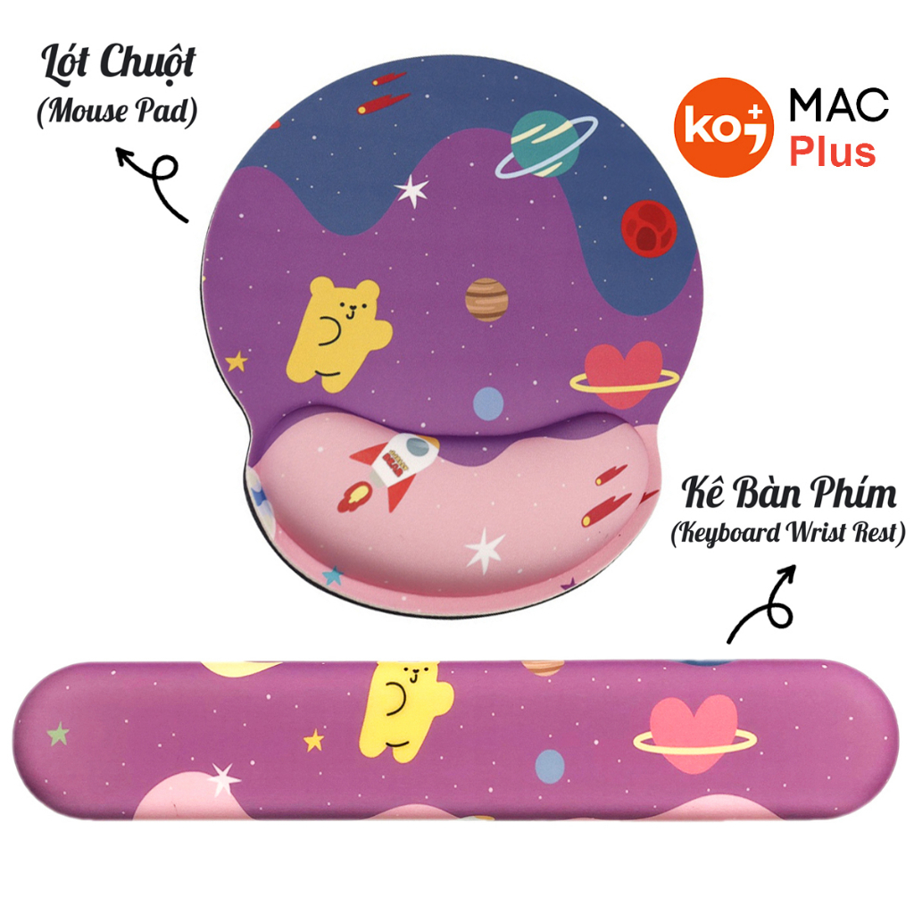 [XẢ LỖ] Bộ Lót Chuột GALAXY Đệm Silicone (Mouse Pad Key Board Wrist Rest Gaming Bàn Di Chuột Cute Anime Màu Hồng)