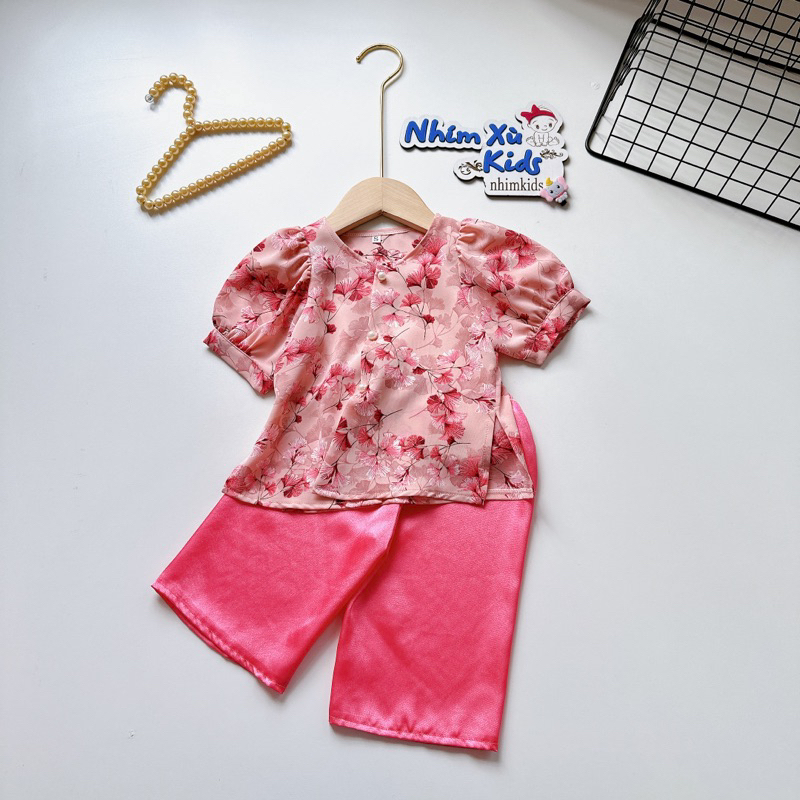 Bộ Bà Ba Lụa NHÍM XÙ KIDS Cho Bé Gái 4 Đến 28kg