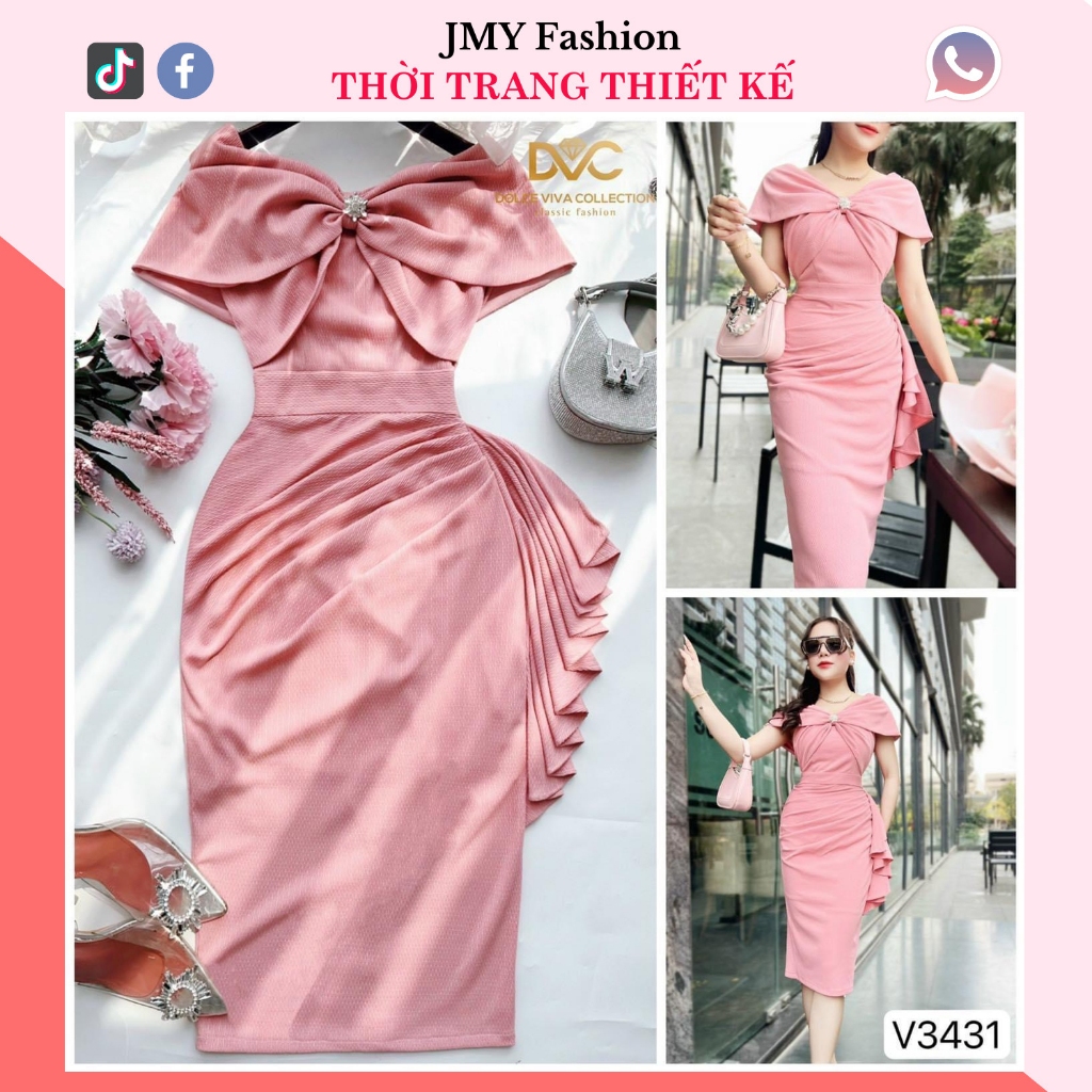 váy body trễ vai đính ngọc sang chảnh