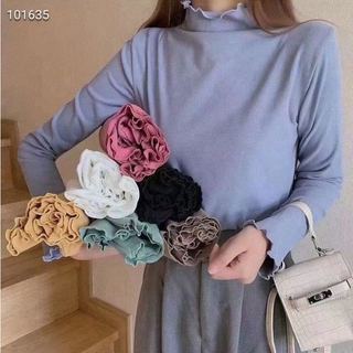 Áo Giữ Nhiệt Nữ Lót Nỉ Nhẹ Cổ Cao 3 Phân Xuất Nhật (Túi Zip)
