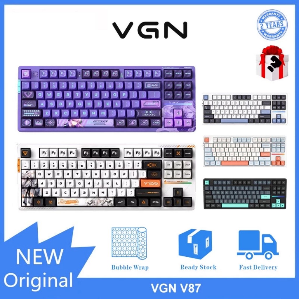 Bàn phím cơ không dây VGN V87 Pro 3 mode/mạch xuôi /Led RGB/hotswap 5 pin hàng new chính hãng