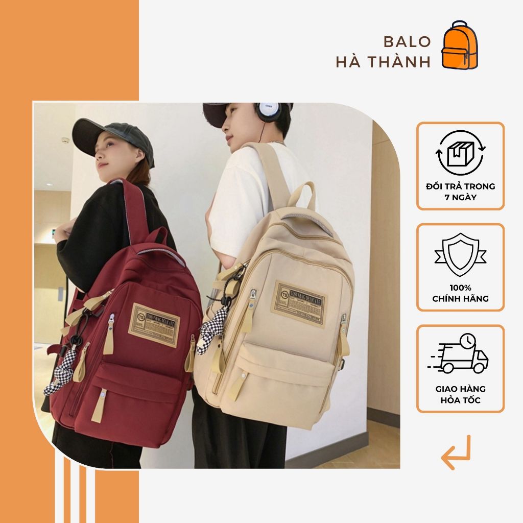 Balo Đi Học Nam Nữ - Cặp Đi Học Thời Trang Hàn Quốc Cấp 2 Cấp 3 Sinh Viên Đủ Màu Đen/Đỏ/Be/Trắng BL1