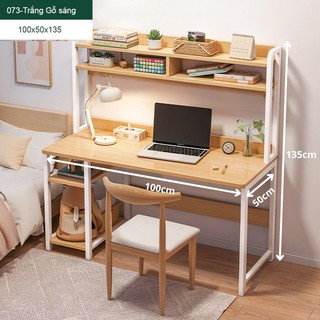 Bàn làm việc có giá sách, bàn học tập đa năng có kệ sách nhiều kích thước, khung sắt sơn tĩnh điện, bền đẹp, chắc chắn