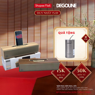 Loa bluetooth không dây xm 520 siêu bass degoune tech official, loa để bàn vỏ gỗ thiết kế sang trọng âm tr