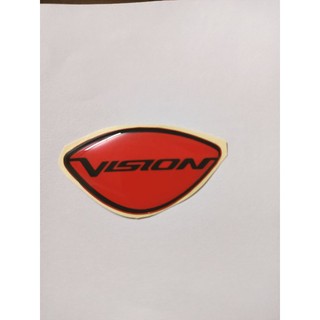 Tem nổi dán mặt nạ trước xe Vision đỏ chữ đen new