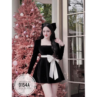 BIGSIZE Đầm nhung nơ D154A