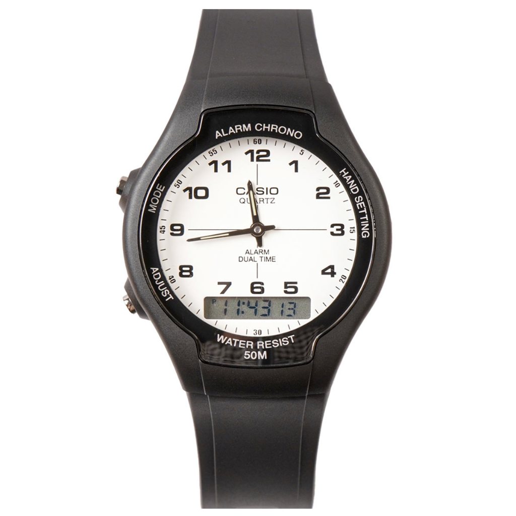 Đồng Hồ Quartz Nam Casio WATCHSTORE  AW-90H-7EVDF Thiết Kế Mặt Kính Nhựa 38mm, Dây Nhựa Đen Và Vỏ Nhưa