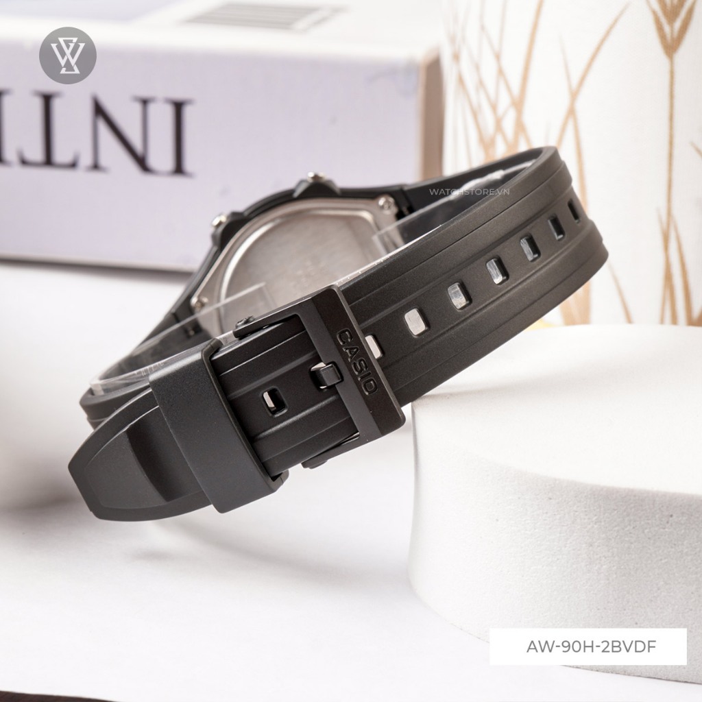 Đồng Hồ Quartz Nam Casio WATCHSTORE  AW-90H-2BVDF   Thiết Kế Mặt Kính Nhựa 38mm, Dây Nhựa Đen Và Vỏ Nhưa