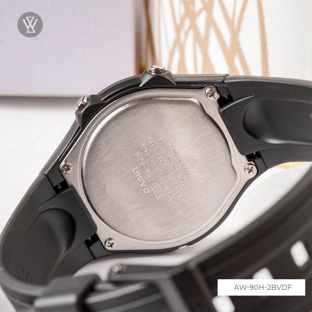 Đồng Hồ Quartz Nam Casio WATCHSTORE  AW-90H-2BVDF   Thiết Kế Mặt Kính Nhựa 38mm, Dây Nhựa Đen Và Vỏ Nhưa