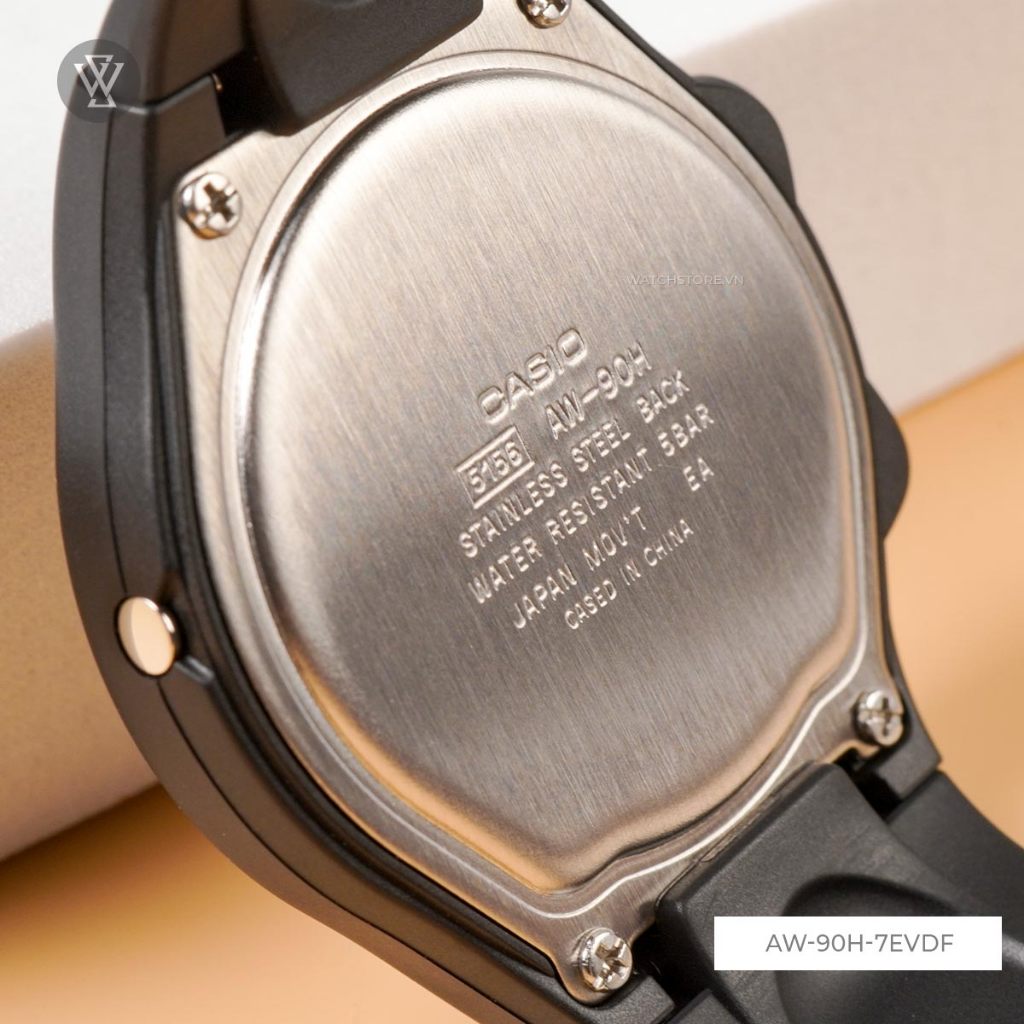 Đồng Hồ Quartz Nam Casio WATCHSTORE  AW-90H-7EVDF Thiết Kế Mặt Kính Nhựa 38mm, Dây Nhựa Đen Và Vỏ Nhưa