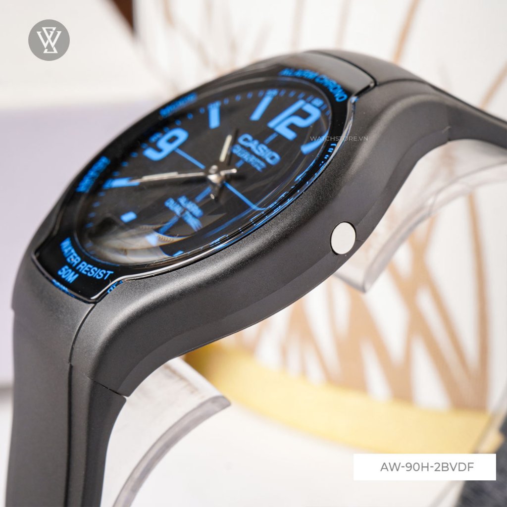 Đồng Hồ Quartz Nam Casio WATCHSTORE  AW-90H-2BVDF   Thiết Kế Mặt Kính Nhựa 38mm, Dây Nhựa Đen Và Vỏ Nhưa