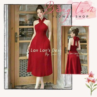 ĐẦM NHUNG CỔ YẾM NƠ LƯNG