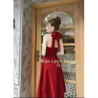 ĐẦM NHUNG CỔ YẾM NƠ LƯNG
