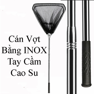 Vợt cá inox tam giác gấp gọn liền vành tiện lợi dài 2m1