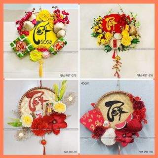 Mẹt tre câu đối tết trang trí nhà hàng, quán ăn giá rẻ - Mẹt tre vẽ chữ thư pháp và phụ kiện siêu đẹp