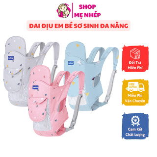 Địu Em Bé Sơ Sinh Có Đỡ Cổ Đai Địu Đa Năng Cho Bé Mặt Lưới Thoáng Gọn Nhẹ
