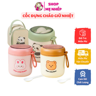 Cốc đựng cháo giữ nhiệt siêu tốt kèm muỗng và có quai xách rất tiện lợi