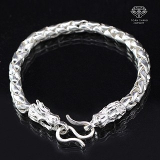 Lắc tay bạc nam hình 2 đầu rồng bạc ta ln012 -toàn thắng jewelry