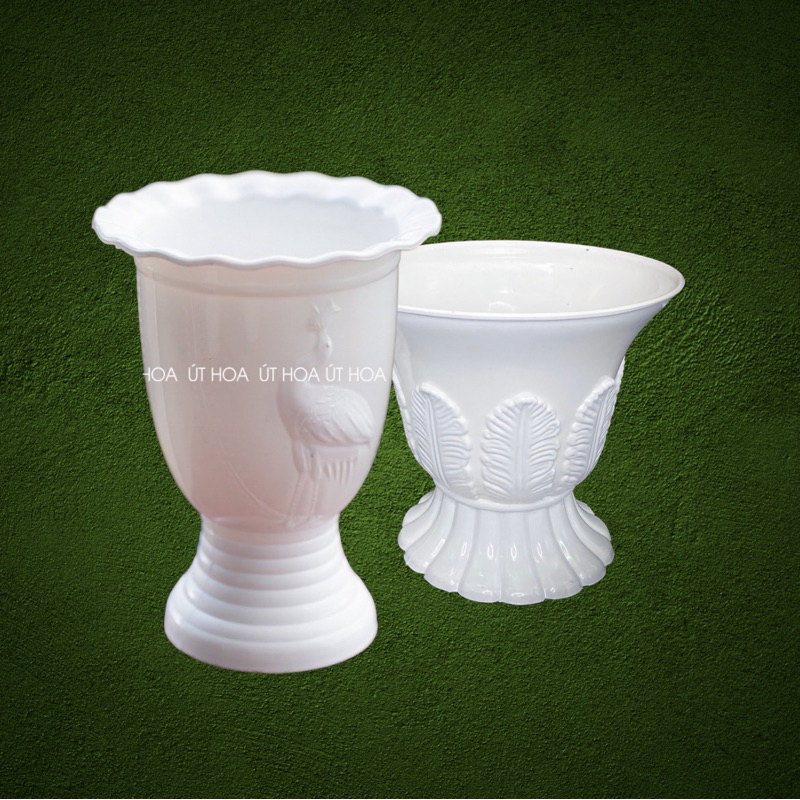 Các mẫu chậu ly chân đế cao trồng hoa kiểng, cắm hoa giả