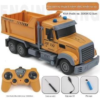 Xe công trìnhi điều khiển từ xa 6 kênh pin sạc - điều khiển đổ ben, xe trộn bê tông