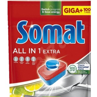 Viên Somat cao cấp All in one 100 viên dùng cho máy rửa bát chén + Tặng viên Finish
