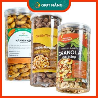 Combo Healthy 2 Granola Siêu hạt Premium, Hạnh nhân rang bơ, hạt điều rang muối 500g từ Giọt Nắng