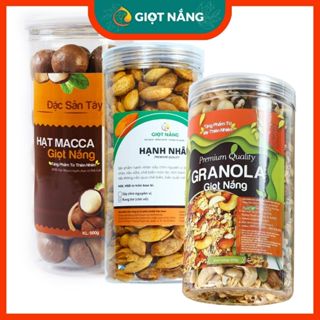 Combo Healthy 3 Granola Siêu hạt Premium, hạt Macca nứt vỏ size A, Hạnh nhân rang bơ 500g từ Giọt Nắng
