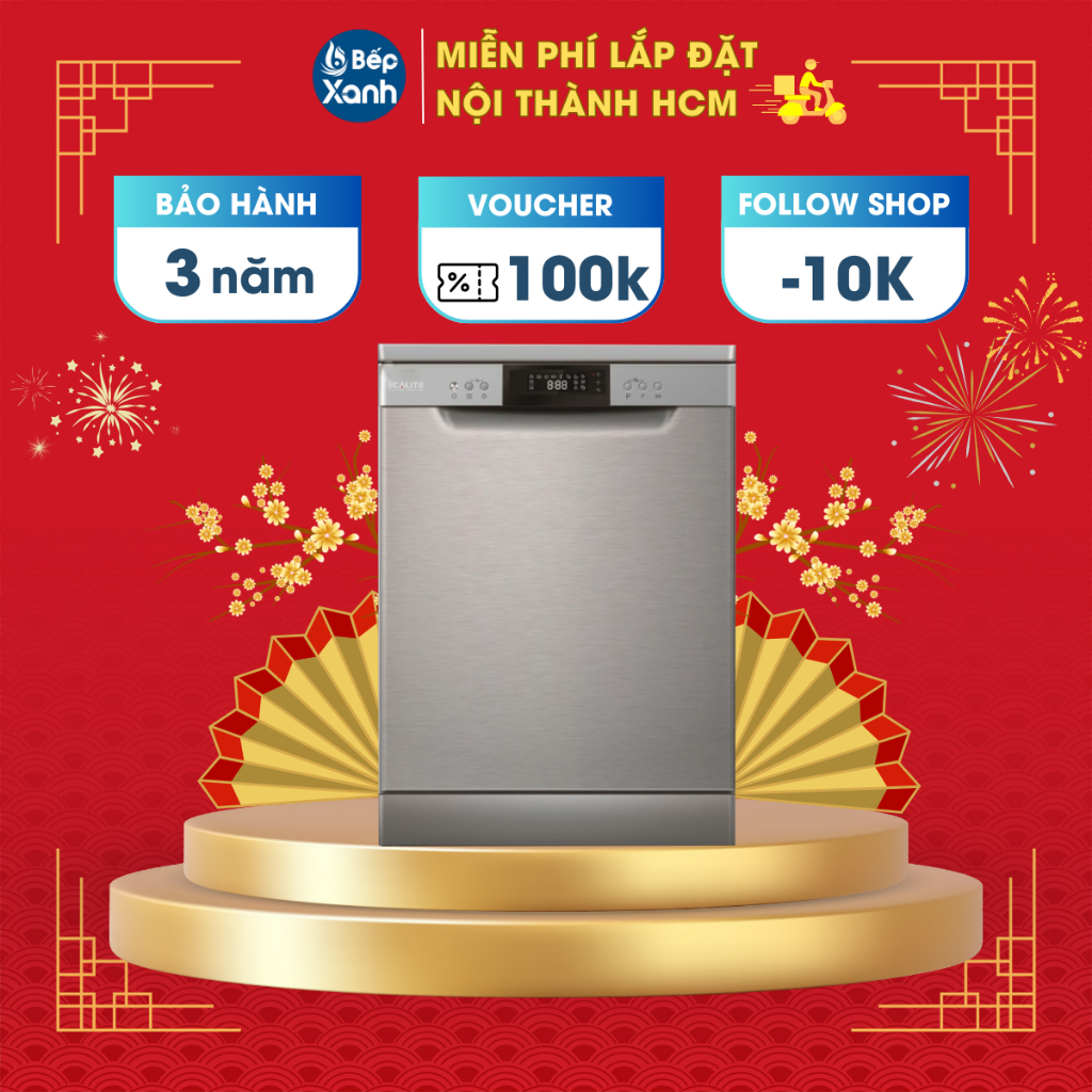 [DUY NHẤT 15.03 - VOUCHER 500.000Đ] Máy Rửa Chén Độc Lập Ecalite EDW-SMS6015AS - Màu Bạc