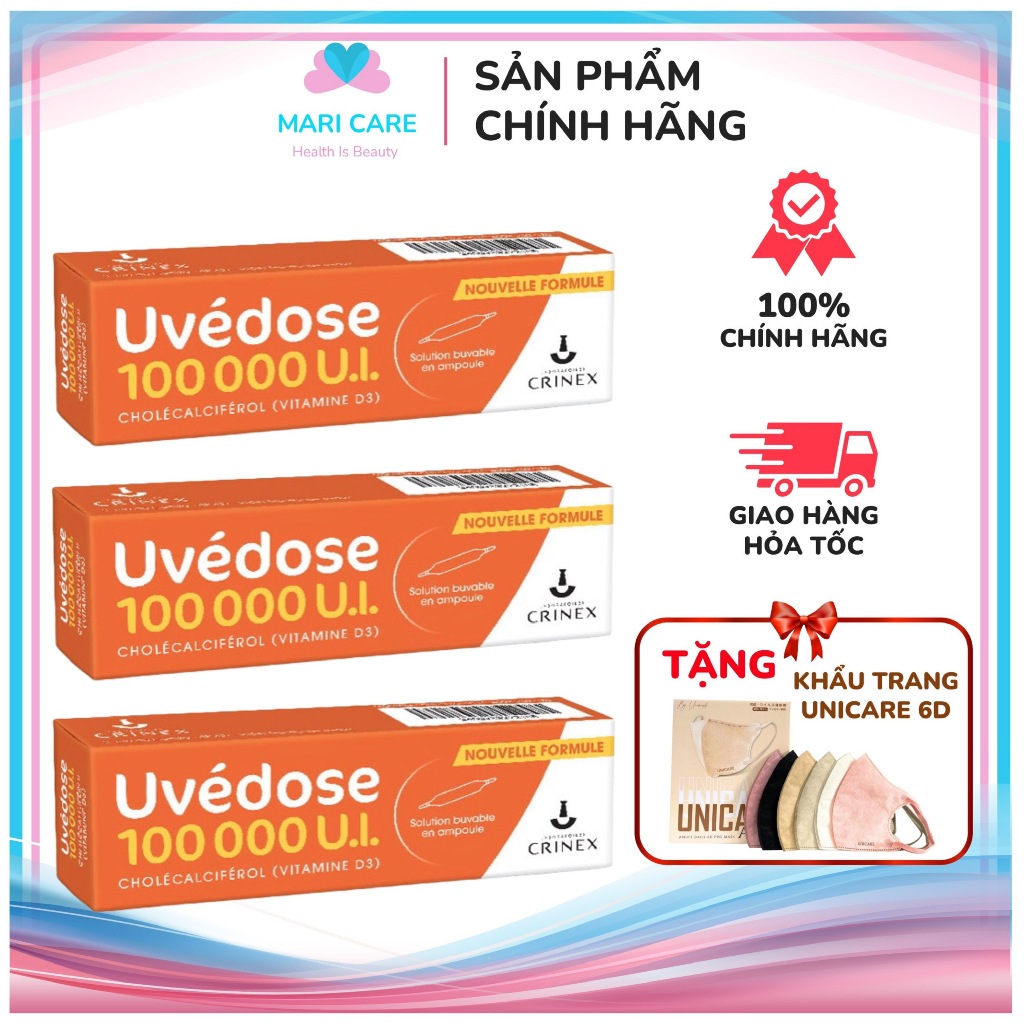 DATE MỚI Vitamin D3 liều cao Pháp 1 liều 3 tháng cho bé từ 18th Uvedose