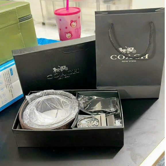 Thắt lưng nam da thật COACH full box tặng kèm 2 mặt khóa