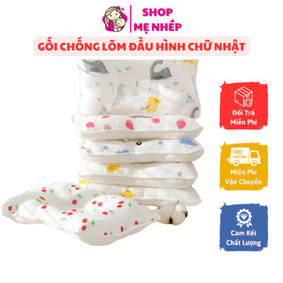 Gối Chống Lõm Đầu Hình Chữ Nhật Gối Bông Mềm Chống Méo Đầu Tròn Đầu Cho Bé Trẻ Sơ Sinh Có Thành Chắn