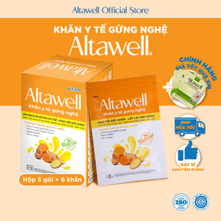 Khăn Y Tế Gừng Nghệ Altawell - Làm Sạch & Giữ Ấm Cho Mẹ Sau Sinh - Hộp 30 Khăn
