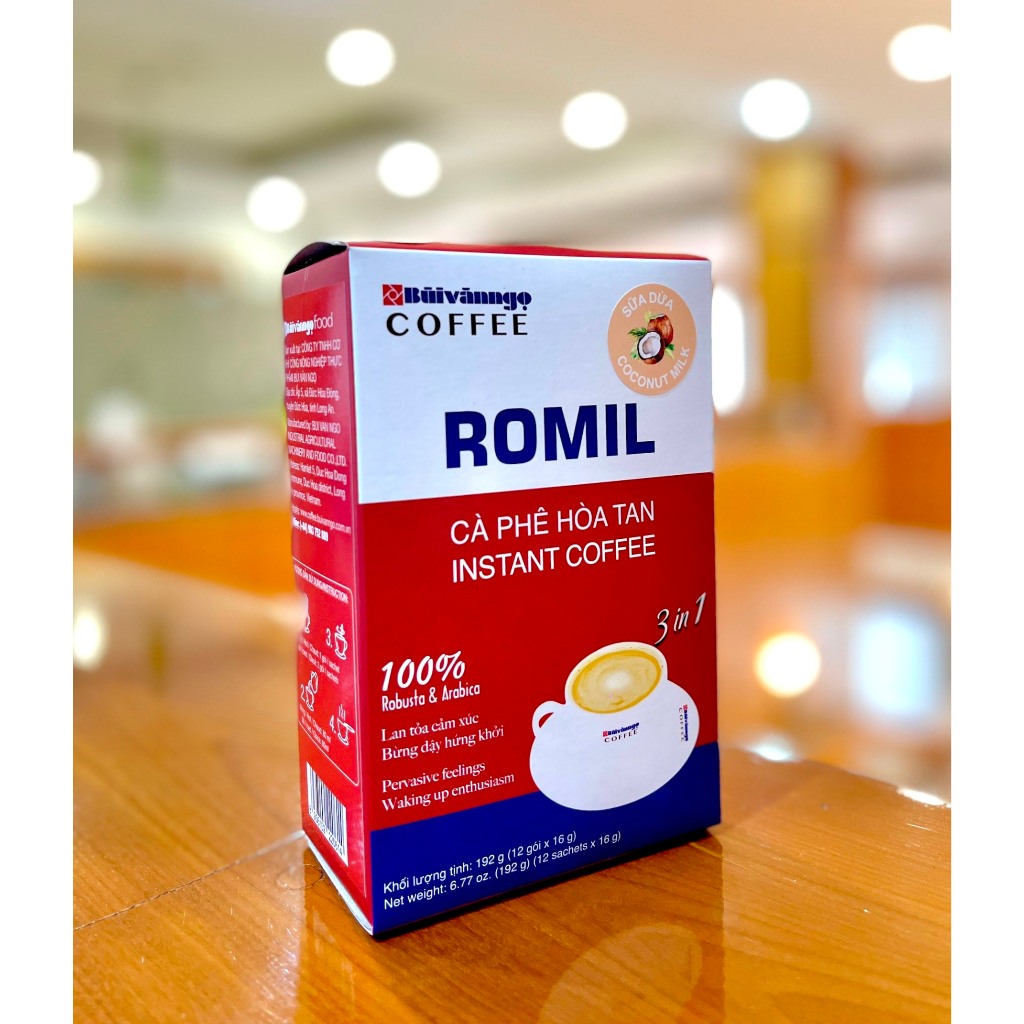 [4in1 - SỮA DỪA] Cà phê hòa tan sữa dừa Romil 192g (12g x 16gram)