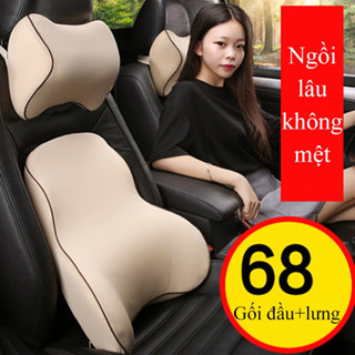 Set gối tựa đầu và tựa lưng xe ô tô MYT Bộ gối tựa đầu tựa lưng xe ô tô chất liệu mềm mại thoải mái chống đau mỏi